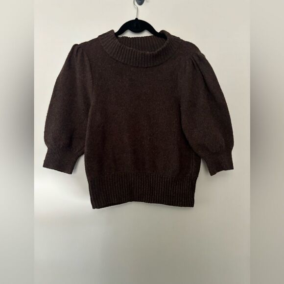 Free People Staycation PullOver Short Sleeve Wool Blnd Sz Lg but SHRUNK - Picture 1 of 7